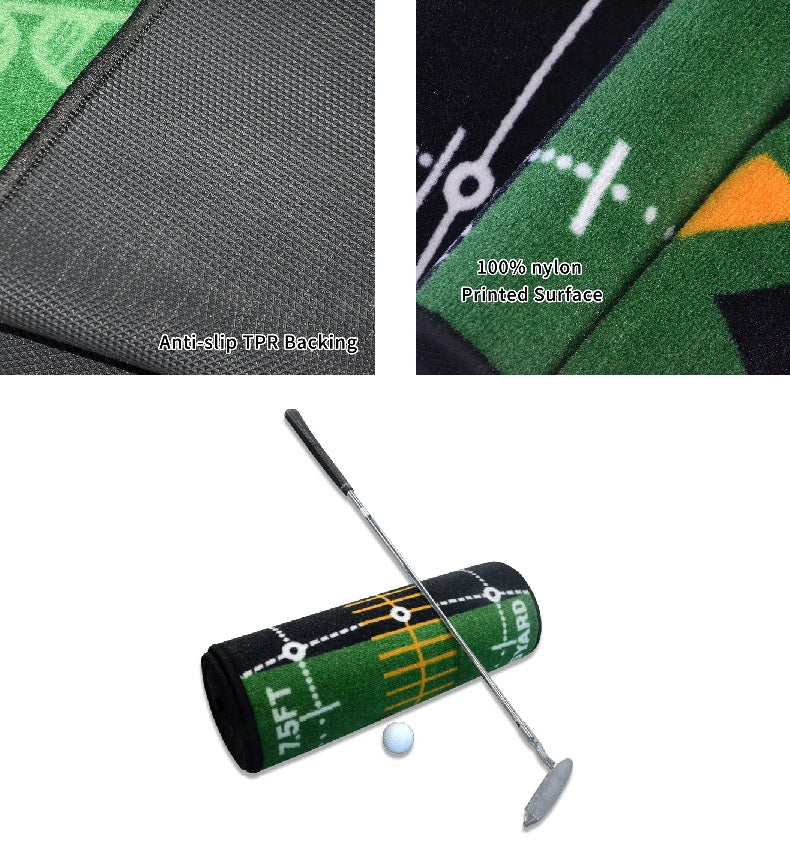 3 Metre - Golf Putting Mat Practice Portable Indoor Outdoor Putter Trainer Green