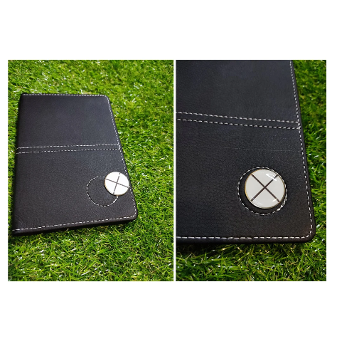 Golf Scorecard Score Card Holder Black PU Leather Magnetic Ball Marker Alignment