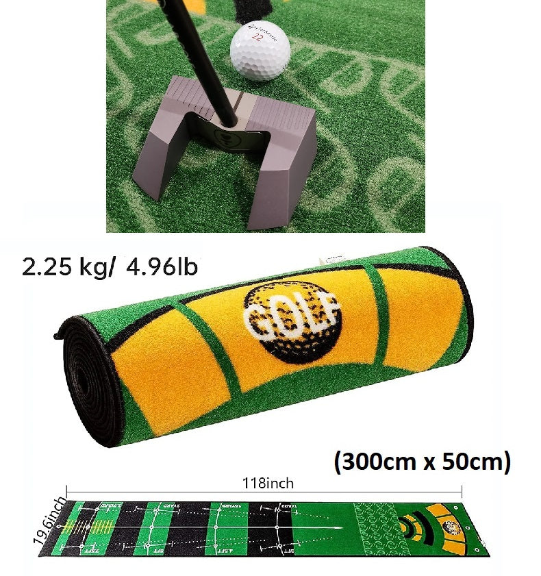 3 Metre - Golf Putting Mat Practice Portable Indoor Outdoor Putter Trainer Green