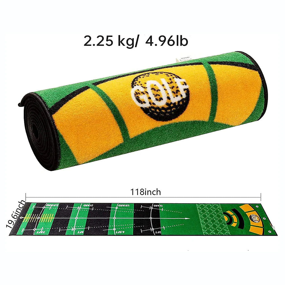 3 Metre - Golf Putting Mat Practice Portable Indoor Outdoor Putter Trainer Green