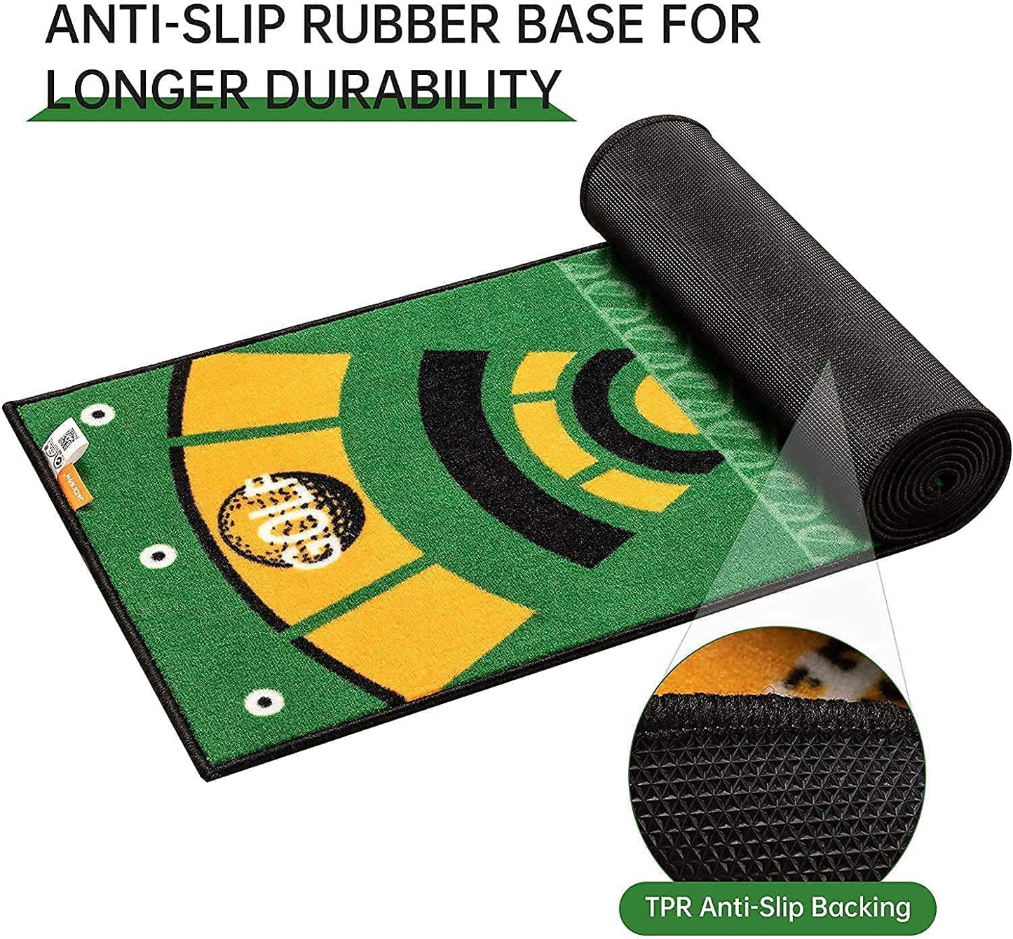 3 Metre - Golf Putting Mat Practice Portable Indoor Outdoor Putter Trainer Green