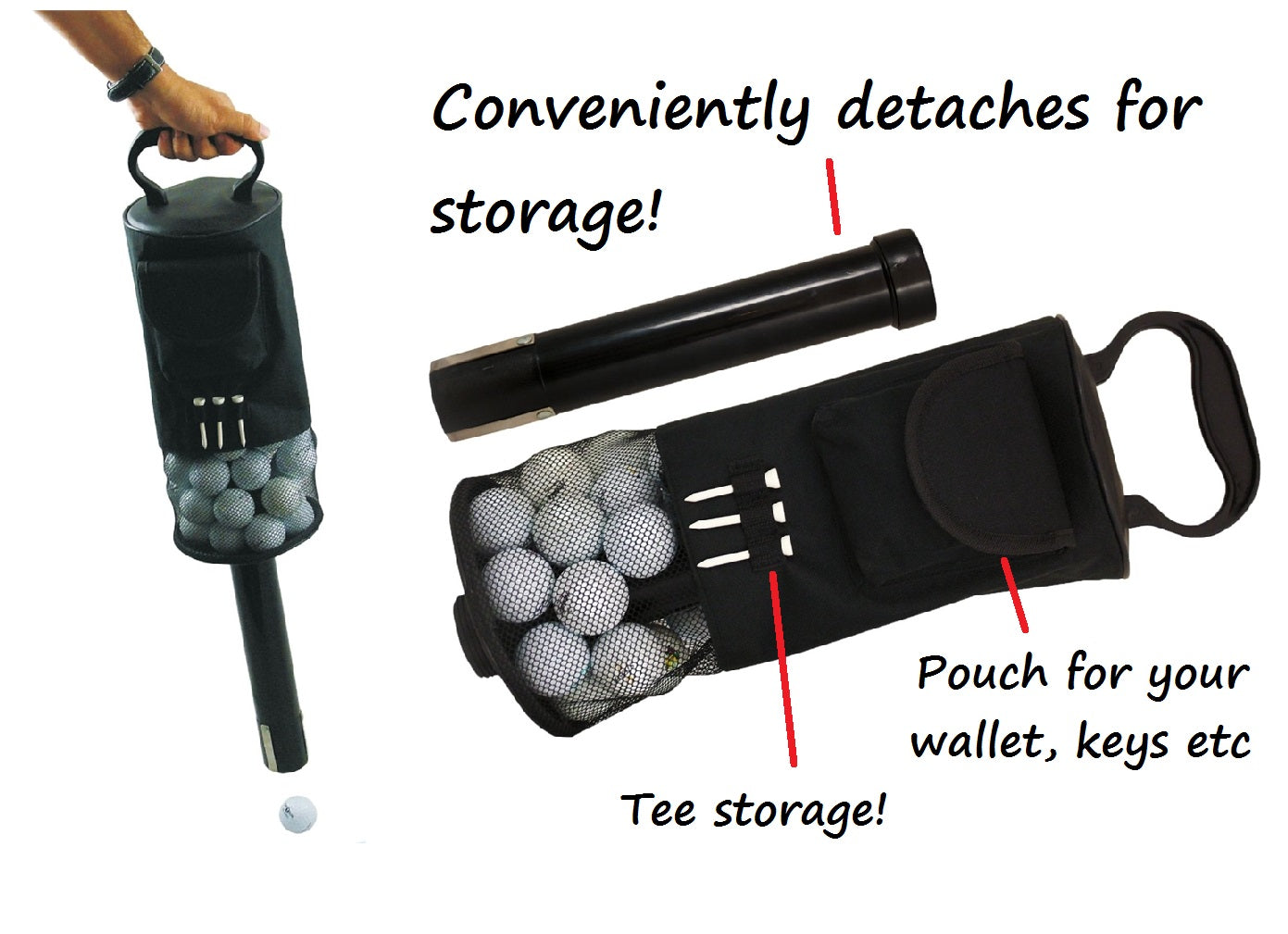 Golf Shag Bag - 75-80 Balls Convenient Pocket Tees Pick Up Ball Storage Portable --- Free Golf Swing Trainer valued at $15