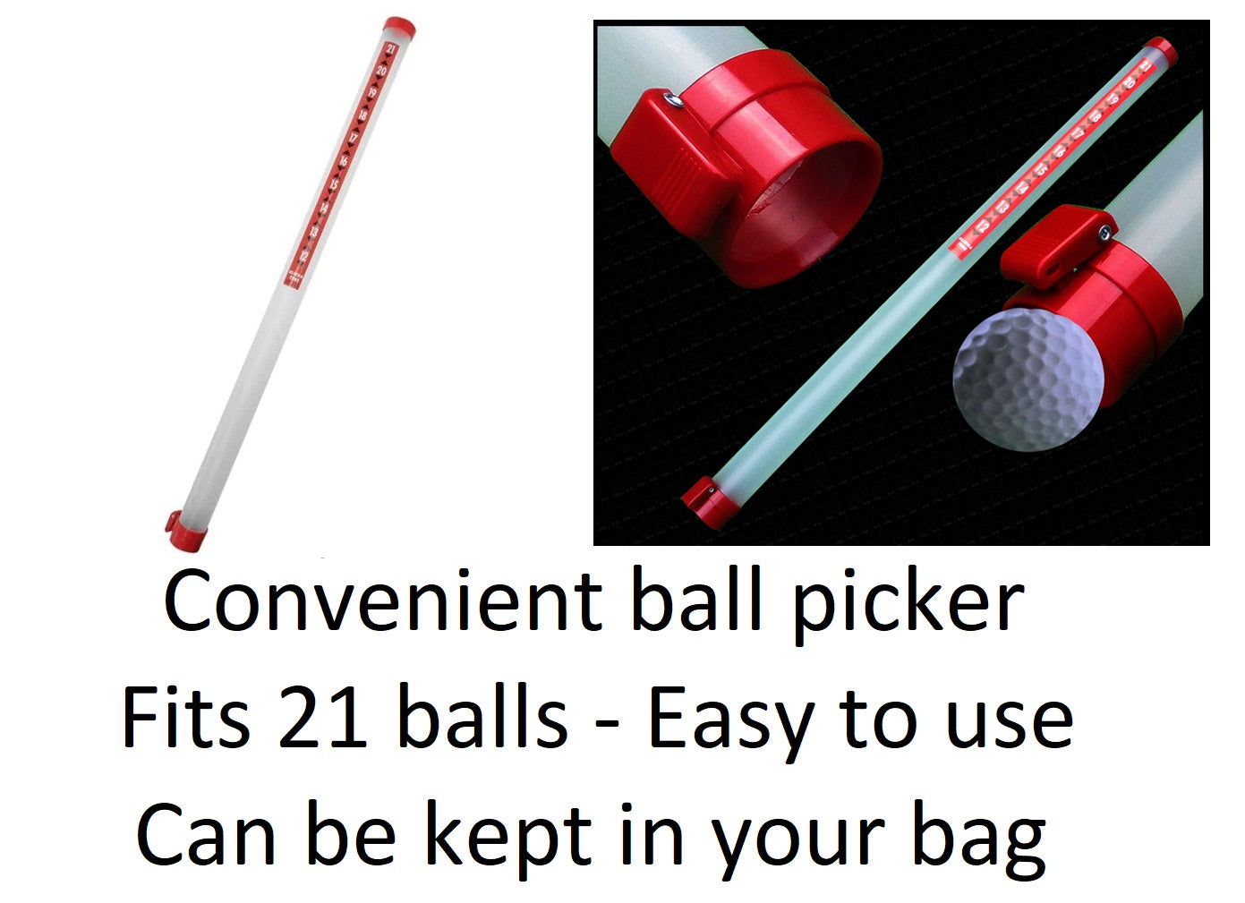 Golf Ball Picker Shag Bag Club Clikka Golf Ball Pick Up Collection Practice Tube