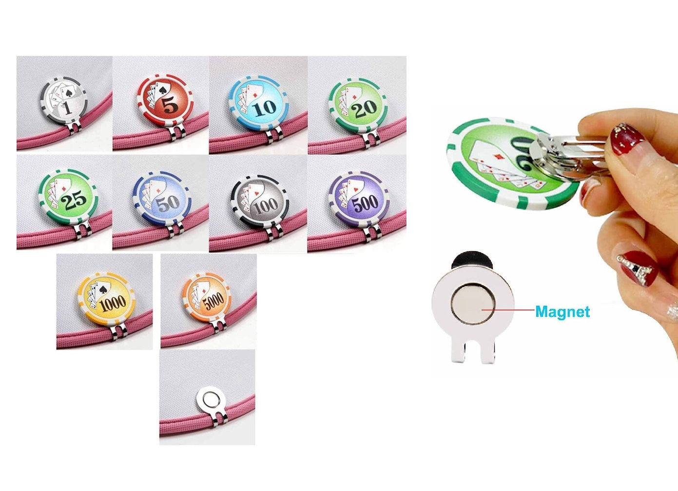 Magnetic Golf Ball Marker Hat Clip Poker Chip Ball Marker Strong Magnet Cap Clip