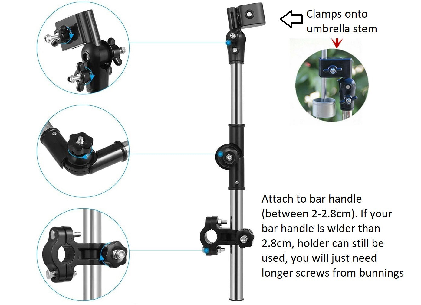 Universal Golf Umbrella Holder Buggy Cart / Baby Pram / Wheelchair Bike CLICGEAR